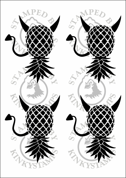 Temporäres Klebetattoo – Upside-Down Pineapple mit Hörnern & Teufelsschwanz