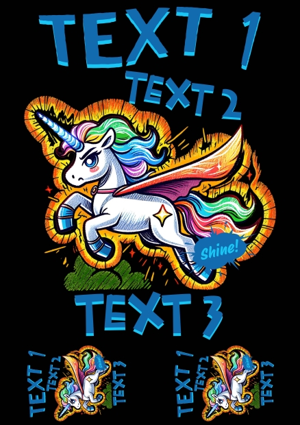 Personalisierbares DTF-Transfer-Bügelmotiv: Einhorn