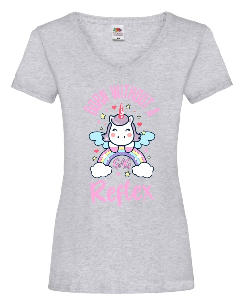 Damen T-Shirts V Ausschnitt - Born without a gag reflex -