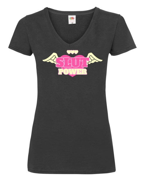 Damen T-Shirts V Ausschnitt - Slut Power -