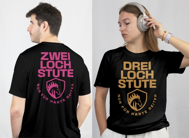 DTF Bügelmotiv 2/3 Loch Stute  für harte Reiter