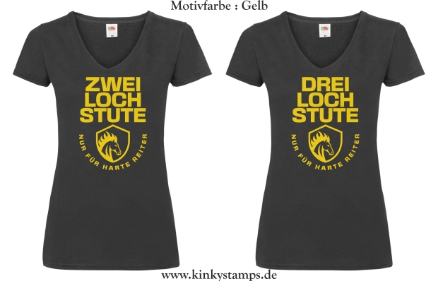 Damen T-Shirt mit V Ausschnitt 2/3 Loch Stute für harte Reiter