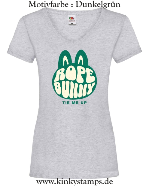Damen T-Shirt mit V Ausschnitt Rope Bunny - tie me up