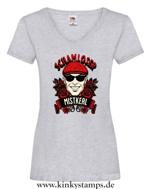 Damen T-Shirt mit V Ausschnitt Schamloser Mistkerl