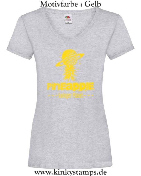 Damen T-Shirt mit V Ausschnitt Pineapple Swinger Planet