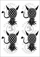 Temporäres Klebetattoo – Upside-Down Pineapple mit Hörnern & Teufelsschwanz