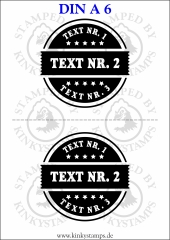 Personalisierbares temporäres Tattoo – Rundstempel mit 3 Textzeilen