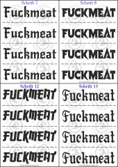 Temporäres Klebetattoo – Text: Fuckmeat –