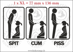 Temporäres Klebetattoo „Spit / Cum / Piss“