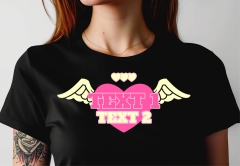 DTF Bügelmotiv – Herz mit Flügeln & deinem Text