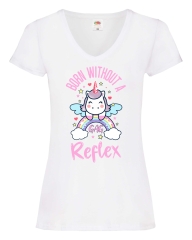 Damen T-Shirts V Ausschnitt - Born without a gag reflex -