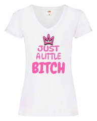 Damen T-Shirts V Ausschnitt - Just a little Slut -