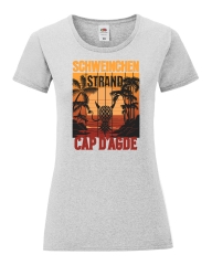 Damen T-Shirt rund Ausschnitt - Schweinchenstrand Cap DAgde -