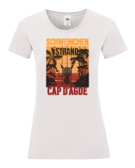 Damen T-Shirt rund Ausschnitt - Schweinchenstrand Cap DAgde -