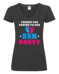 Damen T-Shirts V Ausschnitt - Thanks for coming to our Sex Party -