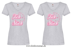 Damen T-Shirts V Ausschnitt “Sein kleines Fickstück” oder “Ihr kleines Fickstück”