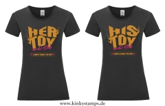 Damen T-Shirt rund Ausschnitt wahlweise „His/Her Toy – always usable for him/her“