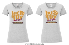 Damen T-Shirt rund Ausschnitt wahlweise „His/Her Toy – always usable for him/her“