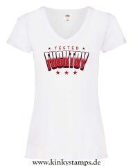 Damen T-Shirts V Ausschnitt Tested Fucktoy