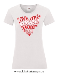 Damen T-Shirt rund Ausschnitt Love my three hole mare
