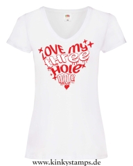 Damen T-Shirts V Ausschnitt Love my three hole mare