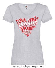 Damen T-Shirts V Ausschnitt Love my three hole mare