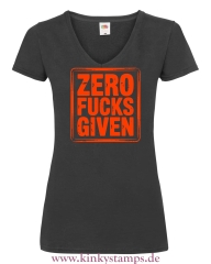 Damen T-Shirts V Ausschnitt Zero Fucks Given