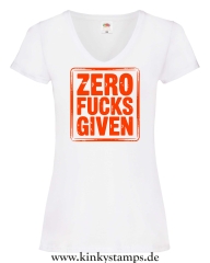 Damen T-Shirts V Ausschnitt Zero Fucks Given