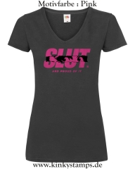 Damen T-Shirt mit V Ausschnitt Slut and proud of it