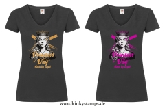 Damen T-Shirt mit V Ausschnitt Princess by day bitch by night