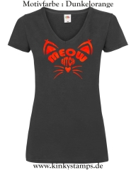 Damen T-Shirt mit V Ausschnitt Meow Bitch