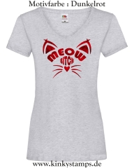 Damen T-Shirt mit V Ausschnitt Meow Bitch