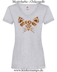 Damen T-Shirt mit V Ausschnitt Meow Bitch