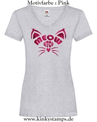Damen T-Shirt mit V Ausschnitt Meow Bitch