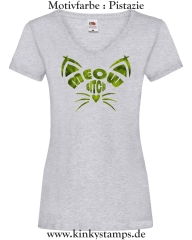 Damen T-Shirt mit V Ausschnitt Meow Bitch