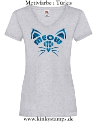 Damen T-Shirt mit V Ausschnitt Meow Bitch