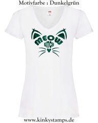 Damen T-Shirt mit V Ausschnitt Meow Bitch