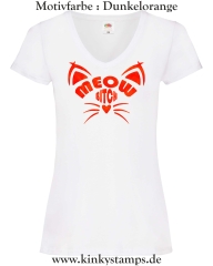 Damen T-Shirt mit V Ausschnitt Meow Bitch