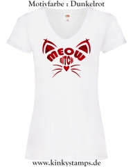Damen T-Shirt mit V Ausschnitt Meow Bitch