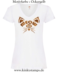 Damen T-Shirt mit V Ausschnitt Meow Bitch
