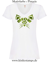 Damen T-Shirt mit V Ausschnitt Meow Bitch
