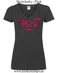 Damen T-Shirt mit V Ausschnitt Meow Bitch