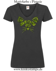 Damen T-Shirt mit V Ausschnitt Meow Bitch