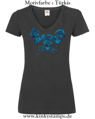 Damen T-Shirt mit V Ausschnitt Meow Bitch