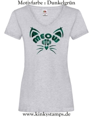 Damen T-Shirt mit V Ausschnitt Meow Bitch