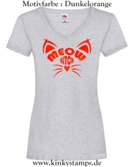 Damen T-Shirt mit V Ausschnitt Meow Bitch