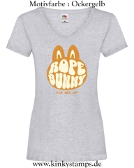 Damen T-Shirt mit V Ausschnitt Rope Bunny - tie me up