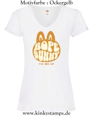 Damen T-Shirt mit V Ausschnitt Rope Bunny - tie me up