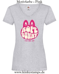 Damen T-Shirt mit V Ausschnitt Rope Bunny - tie me up