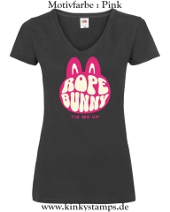 Damen T-Shirt mit V Ausschnitt Rope Bunny - tie me up